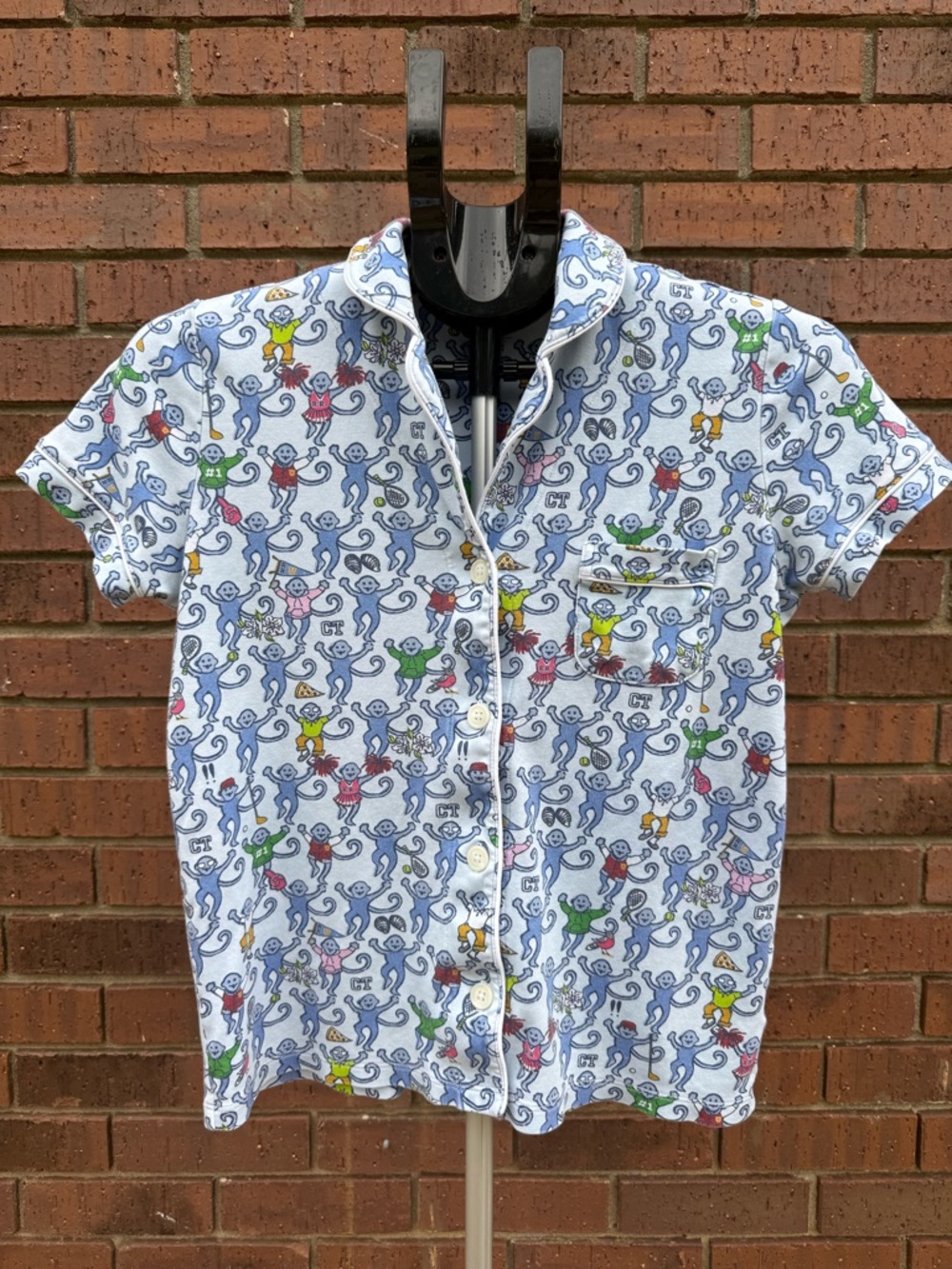 Roller Rabbit CT Greenwich Monkey Polo Pajama Top Size Small Limited Edition EUC